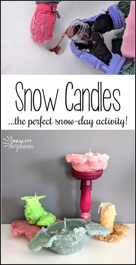 Snow Candles - Reality Daydream Snow Day Crafts, Snow Day Activities For Kids, Snowday Activities, Snow Day Activities, Winter Stem, Crayon Candles, Snow Candles, Making Snow, Make Snow