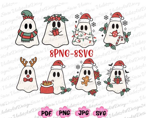 Christmas Art Doodles, Christmas Ghost Tattoo, Christmas Poster Design Ideas, Winter Ghost, December Bujo, Christmas Flash, Ghost Christmas, Santa Cartoon, Greeting Cards Christmas