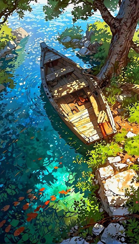 For Iphone Wallpapers, Hd Wallpapers For Iphone, Pixel Art Landscape, Japanese Pop Art, Dreamy Artwork, Water Boat, Image Nature, Wallpapers For Iphone, Art Gallery Wallpaper