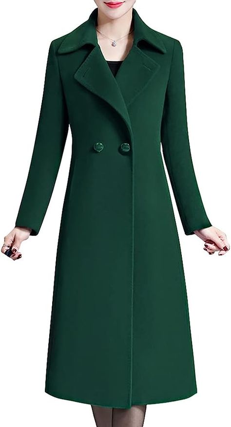 Amazon.com: Aprsfn Women's Elegant Solid Color Mid-Length Thicken Warm Wool Blend Coat : Clothing, Shoes & Jewelry Winter Wool Coats, Long Peacoat, Lapel Jacket, Wool Coats, Wool Blend Coat, Coat Design, Pea Coats, Coat Fashion, Wool Coat