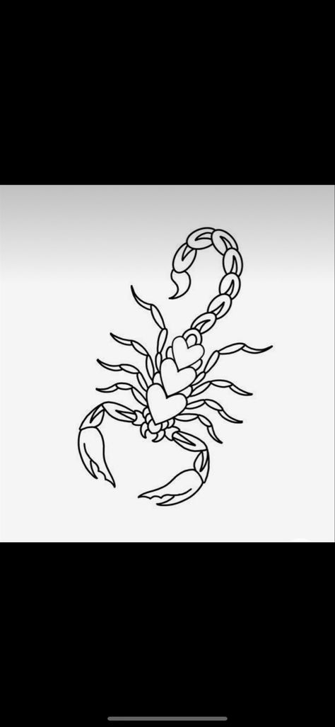 Tatoos Woman Scorpion, Tattoo Outline For Woman, Scorpio Tattoo Sketch, Easy Scorpion Tattoo, Scorpion Heart Tattoo Design, Scorpio Tattoo With Heart, Heart Scorpion Tattoo Traditional, Scorpion Holding Heart Tattoo, Two Scorpions Heart Tattoo