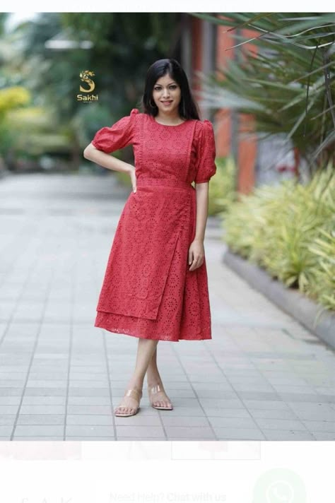 Frock Type Tops, Broad Neck Kurti Design, Dress Neck Pattern, Hakoba Dress, One Piece Dress Knee Length, Trendy Blouse Patterns, Cute Frock, Kurti Models, Gown Models