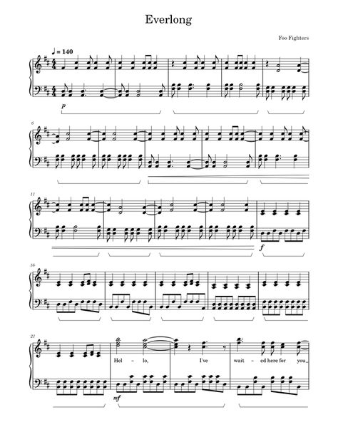 Download and print in PDF or MIDI free sheet music for Everlong by Foo Fighters arranged by niclas23 for Piano (Solo) Aloe Plant, Piano Sheet, Free Sheet Music, Foo Fighters, Piano Sheet Music, Music Lyrics, Muse, Sheet Music, Piano