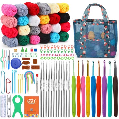 Pnytty Beginner Crochet Kit for Beginners, Adult Crochet Kit 138 pcs Crochet Start Kit Include 24 Rolls Crochet Yarns, Crochet Hooks and Crochet Craft Tools with Basic Crochet Video Tutorials : Amazon.co.uk: Home & Kitchen Crochet Start, Crochet Video Tutorials, Crochet Yarns, Crochet Tools, Basic Crochet, Beginner Crochet, Crochet Videos Tutorials, Crochet Kit, Crochet Videos