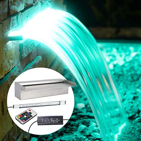 Pool Led Lights, Waterfall Pool, Pool Lighting, Led Pool, Led Pool Lighting, Small Pool Design, Pool Fountain, Waterfall Fountain, Small Pools