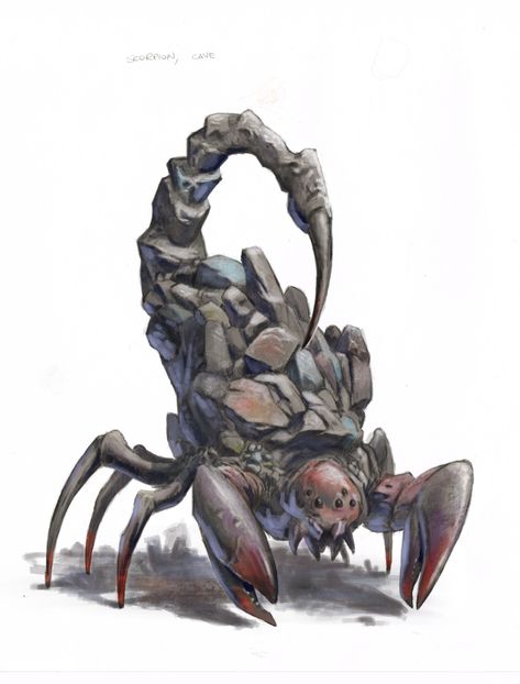 ArtStation - Rock Scorpion, Luca Sotgiu Fantasy Cave Creatures, Cave Monsters Dnd, Dnd Scorpion, Scorpion Fantasy Art, Fantasy Scorpion, Scorpion Monster, Cave Creatures, Cave Monster, Fantasy Cave