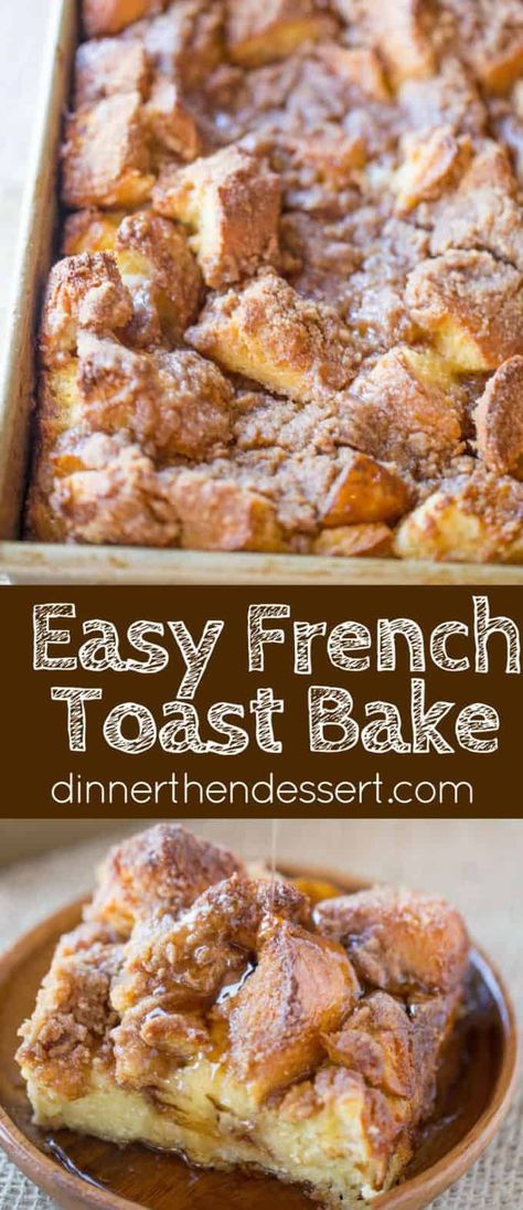 Easy French Toast Bake, Easy French Toast, Dessert Oreo, Overnight French Toast, Baked Dinner, Desserts Vegan, French Toast Easy, Large Crowd, French Toast Bake