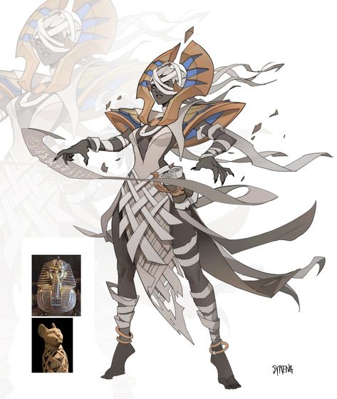 Mummy Character Design, Egyptian Character Design, Mummy Art, Mummy Design, Egypt Concept Art, Black Anime Characters, Mythical Creatures Art, Game Character Design, Female Character Design