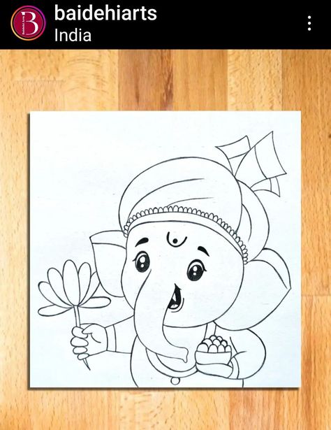 Vinayakudu Drawing, Ganesh Ji Sketch Easy, Cute Ganesha Drawing For Kids, Ganapati Drawing Easy, Cute Ganesh Ji Drawing, Cute Ganesha Drawing, Ganapati Drawing, Canvas Drawing Ideas, Lord Painting