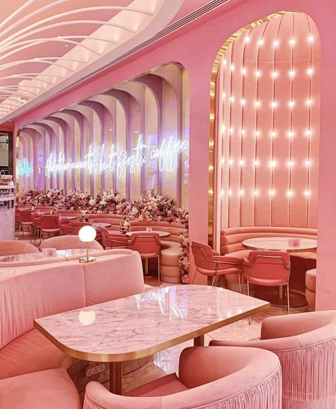 Pink Restaurant, Pink Cafe, Bakery Design Interior, Bakery Decor, Cafe Shop Design, Beauty Room Decor, Beauty Salon Decor, Restaurant Concept, Bakery Design