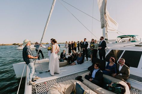 Catamaran Wedding Ideas, Yacht Wedding Decor, Catamaran Wedding, Mexico Beach Weddings, Unique Event Venues, Big Yachts, Offshore Boats, Yacht Wedding, Boat Wedding