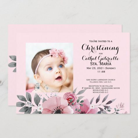 Elegant Pink CHRISTENING Event Invitation | Zazzle.com Bday Food, Baby Dedication Invitation, Dedication Invitations, Christening Invitations Girl, Pink Cake Toppers, Pretty Invitations, Invitation Layout, Pattern Invitation, Christening Invitation