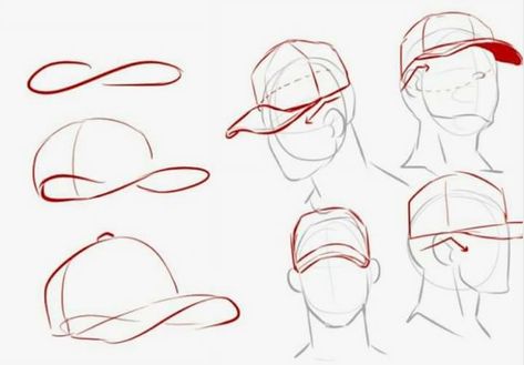 Hat Reference, Drawing Hats, Cap Drawing, Drawing Examples, Reference Drawing, Gesture Drawing, Poses References, Anatomy Drawing, Anime Drawings Tutorials