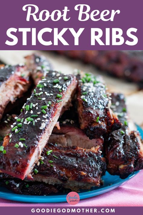 Try something a little different with this root beer glazed ribs recipe to make ribs on the grill!  #bbqrecipes #porkribs #dinnerideas Spicy Ribs Recipe, Pork Rib Rub Recipe, Root Beer Pork, Root Beer Ribs, Sticky Ribs Recipe, Spicy Ribs, Ribs On The Grill, Sticky Ribs, Healthy Dinner Salads