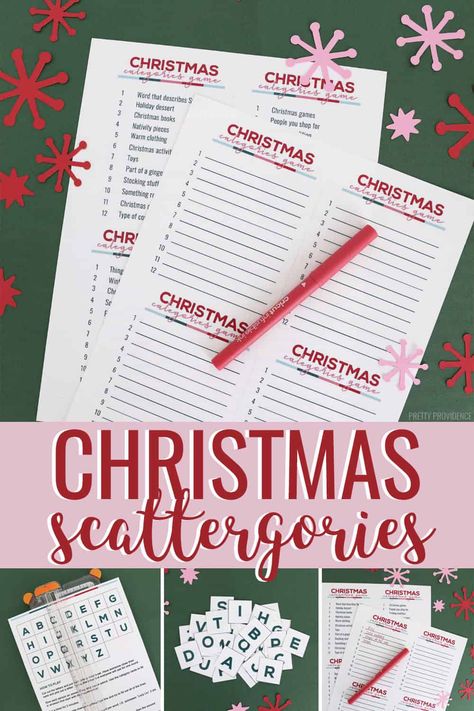 Christmas Categories Game Christmas Scattergories Free Printable, Christmas Categories, Scattergories Lists, Christmas Scattergories, Categories Game, Christmas Bingo, Fun Christmas Games, Girls Night Party, Christmas Words