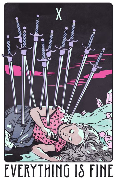 ten of swords lisa sterle Witches Tarot Deck, Swords Tarot, Witch Tarot, Psy Art, Tarot Cards Art, Tarot Learning, Modern Witch, Minor Arcana, Tarot Art