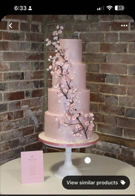 Honey Bee Wedding, Bee Wedding Cake, Pink Quince Theme, Cherry Blossom Wedding Decor, Cherry Blossom Wedding Cake, Cherry Blossom Wedding Theme, Cherry Blossom Party, Sakura Wedding, Quince Cakes