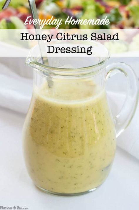 Everyday Honey Citrus Salad Dressing is bright and lemony with a kick from dried chili flakes. This homemade dressing may become your new go-to vinaigrette! #homemade #saladdressing #vinaigrette #orange #lemon #honey #healthy Shallot Dressing, Citrus Salad Dressing, Healthy Dressings, Homemade Dressing Recipe, Sweet Dressing, Chicken Salad With Apples, Homemade Salad Dressings, Citrus Vinaigrette, Whole30 Dinner