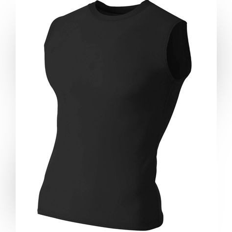 Polyester Compression Sleeveless Tees Black Compression Shirt Women, Compression Shirt Outfit, Compression Shirts Women, Sleeveless Shirt Outfit, Black Compression Shirt, Sleeveless Compression Shirt, Masc Clothes, No Sleeve Shirt, Black Sleeveless Shirt