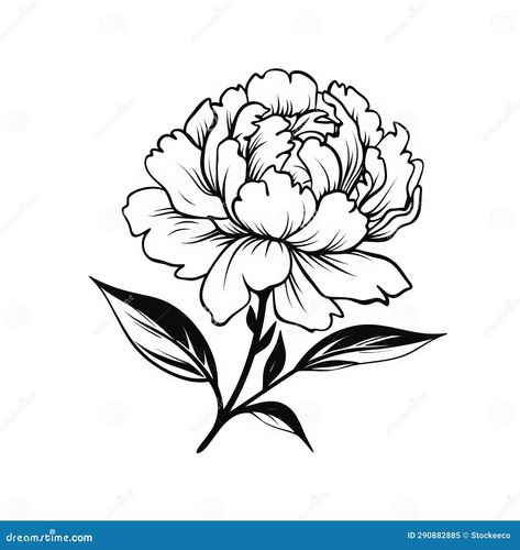 Sticker Minimalist, Peony Flower Tattoos, Abstract Animal Art, Tiny Tattoo, Tattoo Illustration, Black Stickers, Black And White Drawing, Peony Flower, Flower Illustration