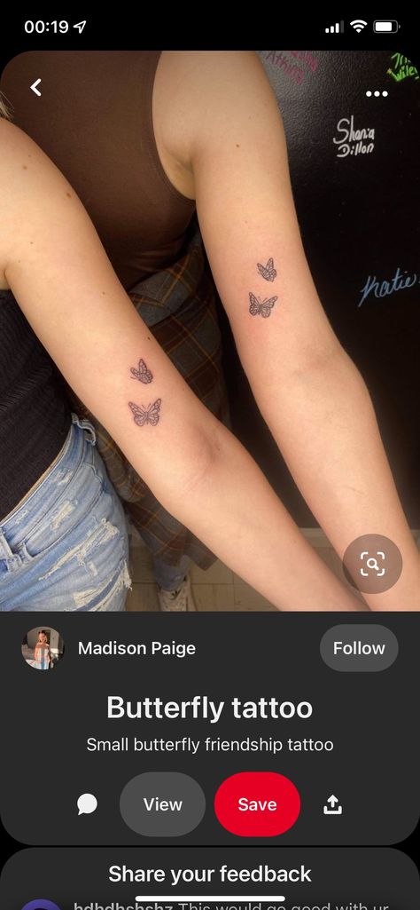 Tattoos Butterflies, Madison Paige, Friendship Tattoos, Friend Tattoos, Tattoo You, Butterfly Tattoo, Paw Print Tattoo, Jesus Fish Tattoo, Hand Tattoos