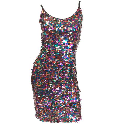 1970s Fred Hayman Beverly Hills Multicolor Paillette Mini Dress Cocktail Dress Holiday, Multicolor Sequins, Long Cocktail Dress, Glamorous Dresses, Hannah Montana, Dresses 2024, Sequin Mini, Sequin Mini Dress, A Train