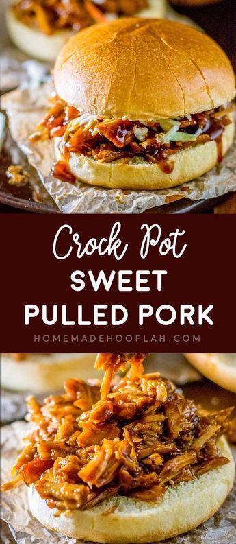 Sweet Pulled Pork, Pulled Pork Crock, Crock Pot Pulled Pork Recipe, Pork Crockpot Recipes, On A Bun, Crockpot Pulled Pork, Diy Easy Recipes, Crock Pot Recipes, Pulled Pork Recipes