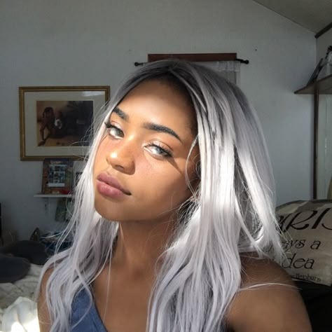 White Hair Color Ideas, White Hair Dark Skin, Pretty Blonde Hair, Perfect Blonde Hair, White Hair Color, Favorite Hairstyles, The Sauce, Tan Skin, Dream Hair