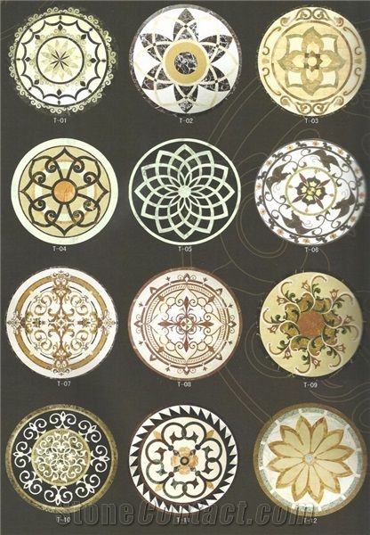 Marble Medallion Floor, Waterjet Marble Design, Waterjet Marble Floor, Waterjet Marble Medallion, Marble Inlay Designs, Marble Inlay Floor, Marble Floor Pattern, Marble Medallion, Inlay Flooring