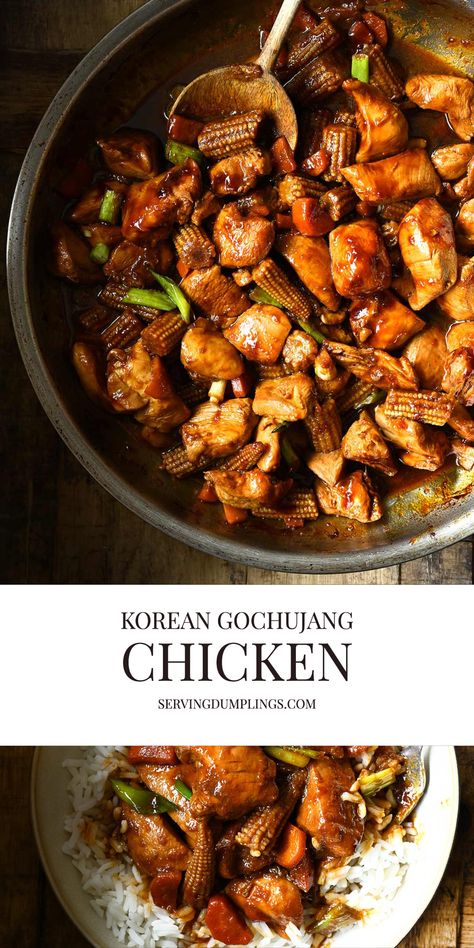 Recipe Using Gochujang, Korean Shredded Chicken, Gochujang Chicken Stir Fry, Chicken Gochujang Recipe, Kimchi Chicken Recipe, Gochujang Recipe Dishes, Recipes With Gochujang, Korean Gochujang Chicken, Healthy Korean Food