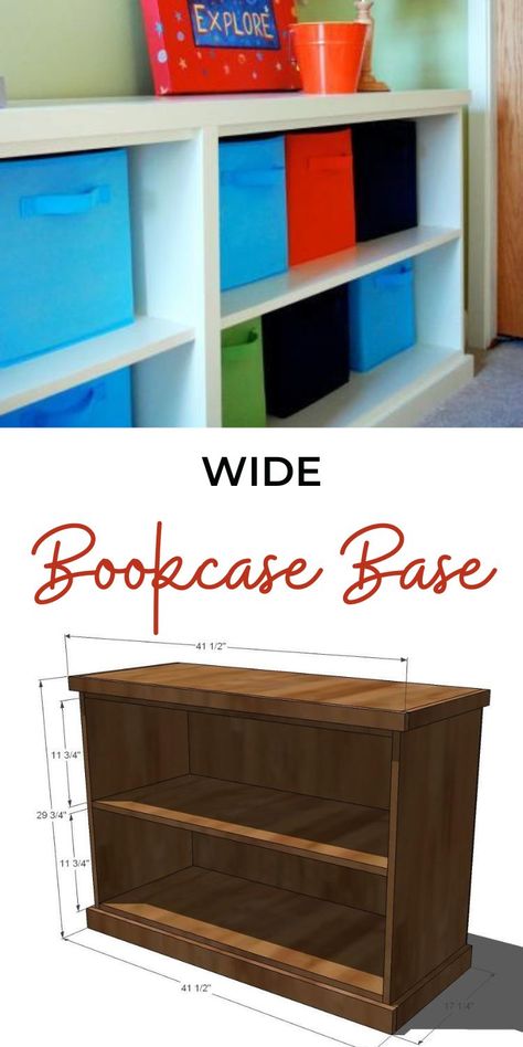 Bookcase Plans How To Build, How To Build A Tall Bookcase, Long Low Bookcase Diy, Toy Box Book Shelf Combo Diy, Low White Bookcase, Long Low Bookcase, Deep Bookcase, Cubicle Storage, Toy Box With Book Shelf Plans