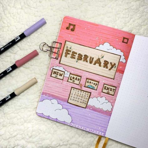 Animal Crossing Bullet Journal, February Bullet Journal, Cozy Games, Bullet Journal Ideas Templates, Creating A Bullet Journal, Bullet Journal Paper, Bullet Journal Tracker, Bullet Journal Hacks, Journal Spreads