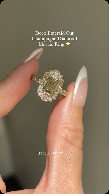 Michelle Berlinger | Vintage Engagement Rings on Instagram: "The perfect ring for champagne diamond lovers, meet our new Champagne Diamond Deco Halo Engagement Ring ✨   This stunning vintage inspired engagement ring features a captivating contrast between champagne and white diamonds, blending classic elegance with vintage charm. Each detail is meticulously crafted and handmade by our women run team to create an eye-catching masterpiece.   This one-of-a-kind unique engagement ring is ready to ship and available now on our website💫 Tag your partner below if this is your dream ring! 🤍  #EngagementRing #VintageJewelry #ChampagneDiamonds #DecoHalo #UniqueRings #vintageengagementring #artdecoring #uniquerings #nontraditionalwedding #uniqueengagementrings #champagndiamondring #champagneengagem Champagne Ring Engagement, Ring For Champagne, Champagne Diamonds Engagement, Champagne Ring, Hand In Marriage, Vintage Inspired Engagement Rings, Wedding Engagement Rings, Nontraditional Wedding, Unique Engagement Ring