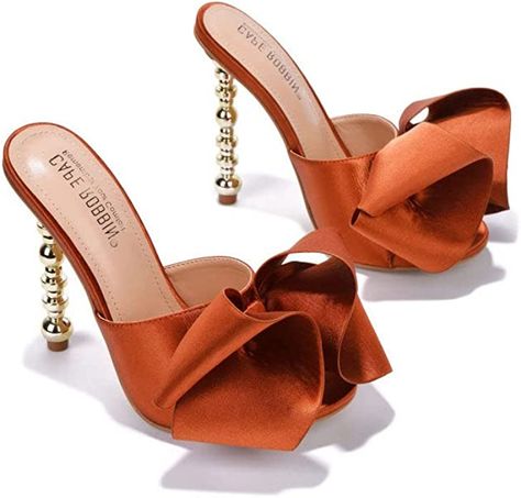 Ribbon Heels, High Heels For Women, Hot Heels, Heels For Women, Bow Heels, Open Toe Shoes, Pretty Shoes, Toe Shoes, Womens High Heels