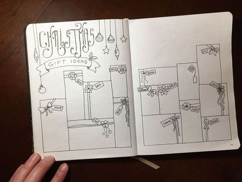 Bujo Gift Ideas Page, Bullet Journal Christmas Gift List, Bulit Journal Ideas, Christmas Bujo, Bullet Journal Christmas, December Bullet Journal, Bullet Journel, Bullet Journal Key, Bullet Journal Notes