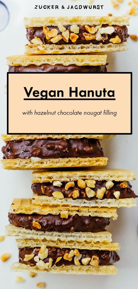 Vegan Hanuta with Chocolate Hazelnut Nougat Filling #recipe #homemade #simple Comfy Food, Italian Chocolate, Jaffa Cake, Vegan Candies, Diet Desserts, How To Roast Hazelnuts, Vegan Sandwich, Vegan Dessert, Kitchen Stories