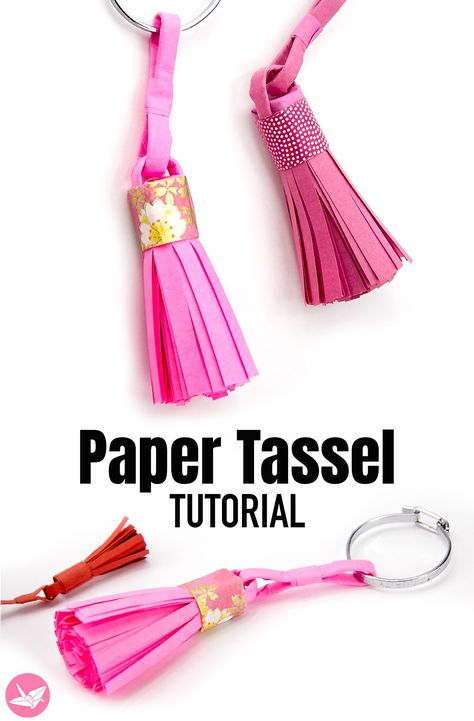 paper-tassel-tutorial-paper-kawaii-pin How To Make Paper Tassels, Paper Tassels Diy, Tassel Tutorial, Paper Kawaii, Paper Tassels, Tassels Tutorials, Mom Ideas, Diy Tassel, Craft Kits For Kids