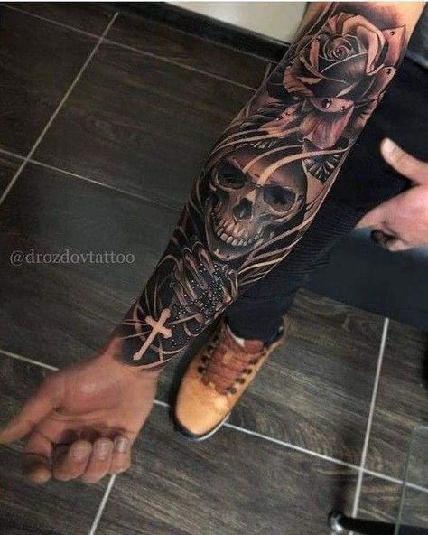 Egyptian Eye Tattoos, Arm Tattoos For Guys Forearm, Tiger Tattoo Sleeve, Outer Forearm Tattoo, Inner Forearm Tattoo, Rose Tattoos For Men, Skull Sleeve Tattoos, Skull Sleeve, Full Sleeve Tattoo Design