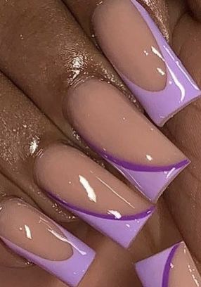 Nails Sharp Short, Short Square Acrylic Nails Designs Purple, Mabel Nails Design, Purple Nails Inspo Short, Pink N Purple Nails, Calm Nail Designs, Short Nails Purple Design, Purple Summer Nails Designs, Purple Nails Black Women