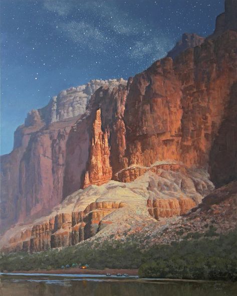 This is the current year's auction piece for the Grand Canyon Conservancy Show. Free bonus painting. Have a look! Vote for People's Choice here: https://bit.ly/3ldJTi8 River Painting, Western Paintings, Western Artist, River Art, Desert Art, Great Western, Colorado River, Equine Art, The Grand Canyon