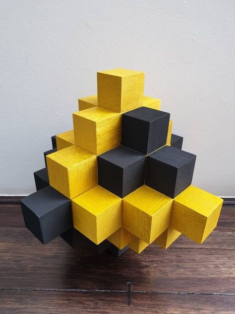 Cubes Sculpture, Cubic Sculpture, Colombian Gold, Gold Sculpture, Black Sculpture, Gold Statue, Wood Wall Sculpture, Geometric Sculpture, Architecture Sketchbook