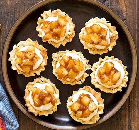 Athens Foods | Apple Pie No-Bake Cheesecake Phyllo Cups | Athens Foods Cheesecake Phyllo Cups, No Bake Apple Pie, Filo Cups, Philo Dough, Recipe Using Apples, Apple Pie Cheesecake, Phyllo Dough Recipes, Phyllo Recipes, Athens Food