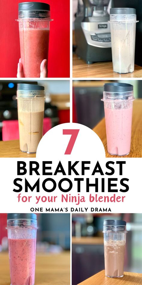 Simplify your breakfast routine with a healthy and filling breakfast smoothie, shake, or fruit slush. Each recipe includes just a few ingredients to blend and enjoy. Easy Shakes, Filling Breakfast Smoothie, Ninja Smoothie Recipes, Daily Drama, Blender Recipes Smoothies, Ninja Smoothies, Yummy Breakfast Smoothies, Ninja Blender Recipes, Easy Breakfast Smoothies