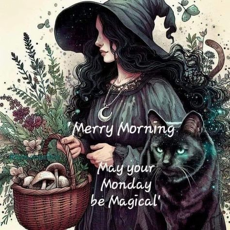 Witchy Good Morning, Happy Monday Images, Good Morning Happy Monday, Cottage Witch, Good Morning Sunshine Quotes, Beautiful Witch, Morning Blessings, Night Wishes, Good Morning Sunshine