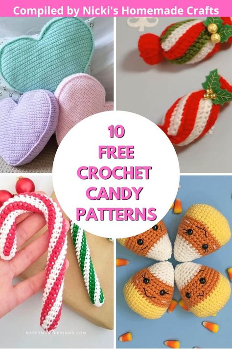 Choose from this sweet compilation of ten free crochet candy patterns. Quick and easy projects that are fun to make. Christmas Candy Easy, Crochet Candy, Fun Fall Decor, Nerds Candy, Crochet Gloves Pattern, Fall Crochet Patterns, Classic Christmas Decorations, Crochet Turtle, Halloween Crochet Patterns