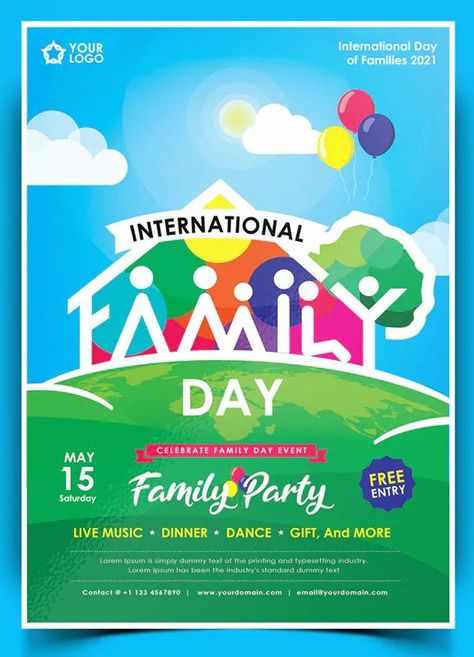 Family Day Poster Design, International Family Day Poster, Family Day Poster, International Family Day, Christian Graphic Design, Cosmetics Banner, Money Sign, Dance Gifts, Presentation Video