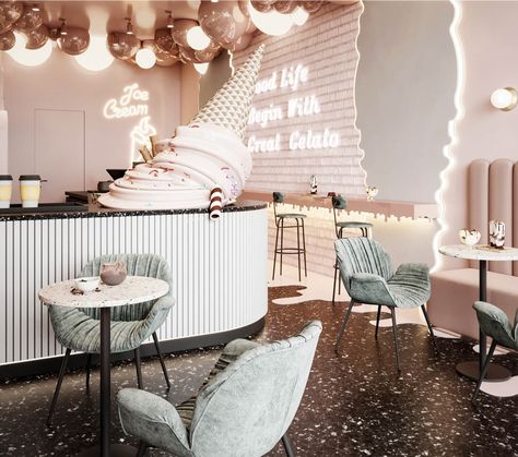 Ice Cream Shop Design | Ice Cream Parlor Design & Store Interior Decor Ideas Ice Cream Parlor Design, Ice Cream Interior, Ice Cream Shop Design, Parlor Design, Interior Modern Design, Candy Store Design, Creative Ice Cream, Parlour Design, Ice Cream Store