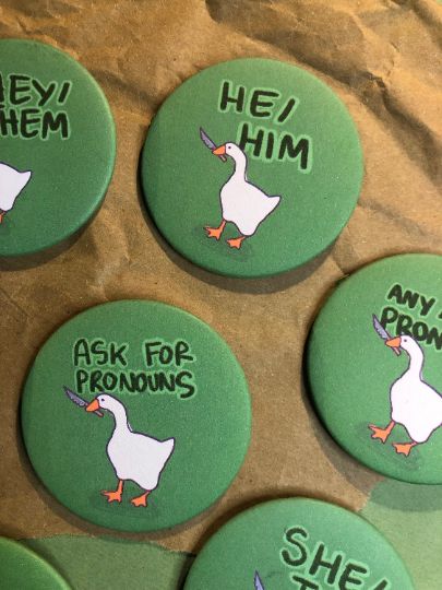 Pronoun Pins: He Him He They She Her She They They Them Ask for pronouns Any / All pronouns Pronoun Pins Diy, Pronoun Necklace, Any Pronouns Pin, They/it Pronouns, Pronouns He/him, He/him Pronoun Pin, Pronoun Pins, All Pronouns, Punk Pins