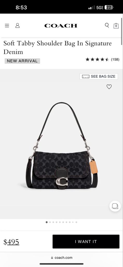 Coach Soft Tabby Shoulder Bag, Soft Tabby Shoulder Bag, Coach Soft Tabby, Tabby Shoulder Bag, Denim Outfit, Cloth Bags, Fall Outfits, Women Handbags, Fall Winter