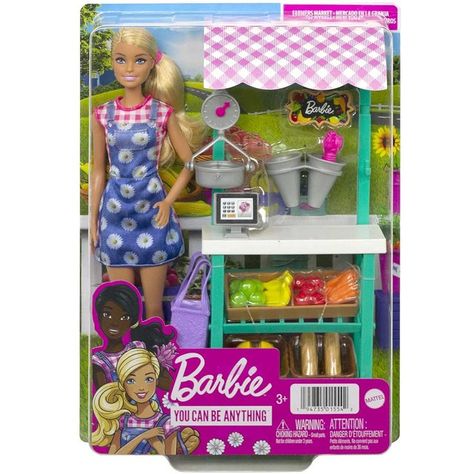 Barbie Farmers Market Playset, Doll (Blonde), Market Stand, Register, Vegetables, Bread, Cheese & Flowers, Great Gift for Ages 3 Years Old & Up
Kids can explore a world of shopping fun with the Barbie Farmers Market Playset!
Ready to help her customers, Barbie doll (blonde/11.5 in) wears an adorable gingham print dress with flower smock plus tall pink boots.
Playset includes a market stand with a gingham print cabana top & comes with shelving that holds two baskets to store the fruits,vegetables Shopkin Dolls, Cheese And Bread, Market Stands, Barbie Doll Set, Barbie Sets, Barbie Doll Accessories, Flowers For Sale, Barbie Toys, Pink Boots